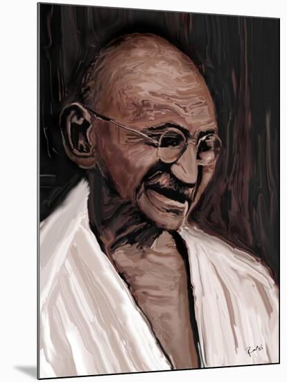 gandhi-Rabi Khan-Mounted Art Print