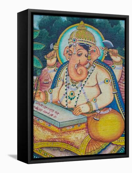 Ganesh Mural in the City Palace, Rajasthan, India-Walter Bibikow-Framed Stretched Canvas