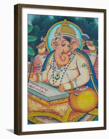 Ganesh Mural in the City Palace, Rajasthan, India-Walter Bibikow-Framed Premium Photographic Print