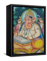 Ganesh Mural in the City Palace, Rajasthan, India-Walter Bibikow-Framed Stretched Canvas