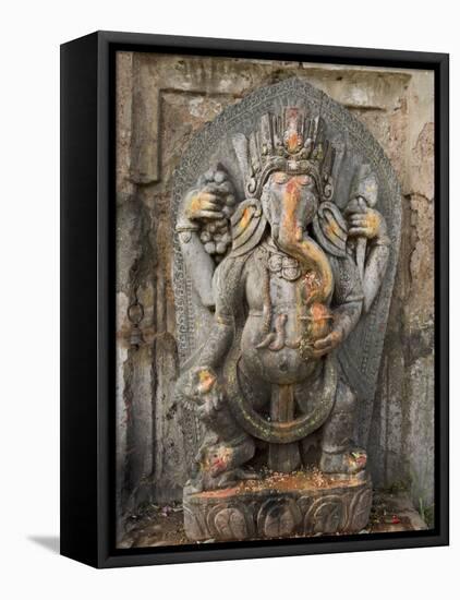 Ganesh Stone Statue, Son of Shiva and Parvati.-Don Smith-Framed Stretched Canvas