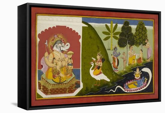 Ganesha Blessing This Endeavour-null-Framed Stretched Canvas