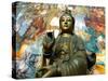 Gangaramaya Buddhist Temple Bronze Statue and Wall Painting, Columbo, Sri Lanka-Ellen Clark-Stretched Canvas