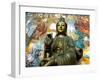 Gangaramaya Buddhist Temple Bronze Statue and Wall Painting, Columbo, Sri Lanka-Ellen Clark-Framed Photographic Print