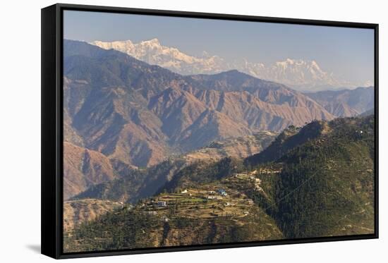 Gangotri Mountains, Garwhal Himalaya, Seen from Mussoorie Hill Station, Uttarakhand, India, Asia-Tony Waltham-Framed Stretched Canvas