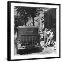 Gangster Charles "Lucky" Luciano Hurrying Toward His Car-null-Framed Photographic Print