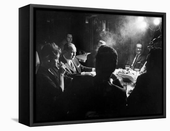 Gangster Mickey Cohen Sitting with His Girl Friend Liz Renay-Allan Grant-Framed Stretched Canvas