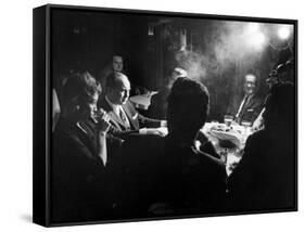 Gangster Mickey Cohen Sitting with His Girl Friend Liz Renay-Allan Grant-Framed Stretched Canvas