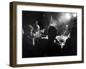 Gangster Mickey Cohen Sitting with His Girl Friend Liz Renay-Allan Grant-Framed Photographic Print