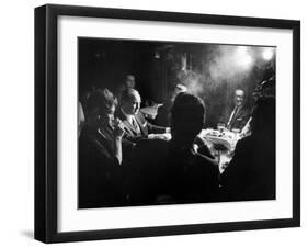 Gangster Mickey Cohen Sitting with His Girl Friend Liz Renay-Allan Grant-Framed Photographic Print