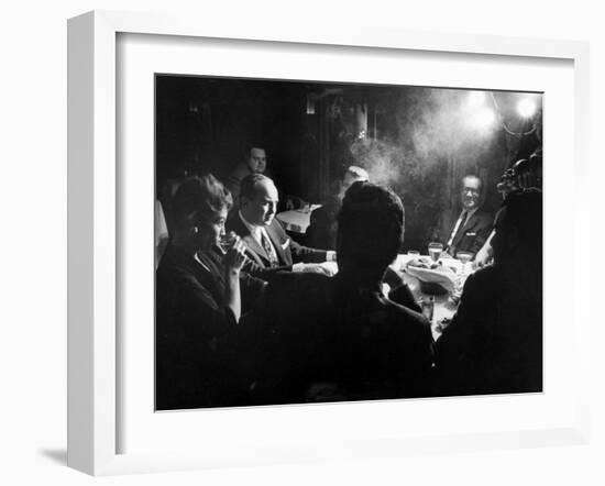 Gangster Mickey Cohen Sitting with His Girl Friend Liz Renay-Allan Grant-Framed Photographic Print