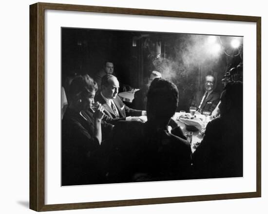 Gangster Mickey Cohen Sitting with His Girl Friend Liz Renay-Allan Grant-Framed Photographic Print