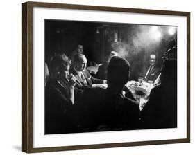 Gangster Mickey Cohen Sitting with His Girl Friend Liz Renay-Allan Grant-Framed Photographic Print