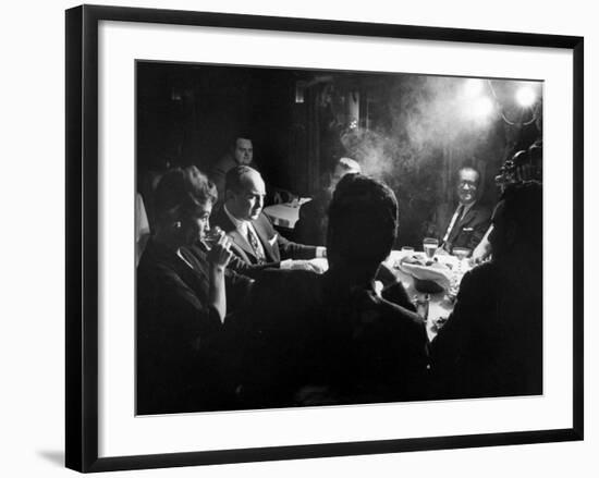 Gangster Mickey Cohen Sitting with His Girl Friend Liz Renay-Allan Grant-Framed Photographic Print