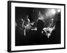 Gangster Mickey Cohen Sitting with His Girl Friend Liz Renay-Allan Grant-Framed Photographic Print