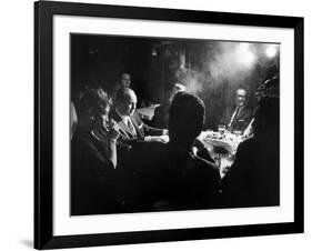 Gangster Mickey Cohen Sitting with His Girl Friend Liz Renay-Allan Grant-Framed Photographic Print