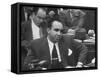 Gangster Mickey Cohen Testifying at Kefauver Hearings During Crime Probe-Peter Stackpole-Framed Stretched Canvas