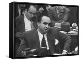 Gangster Mickey Cohen Testifying at Kefauver Hearings During Crime Probe-Peter Stackpole-Framed Stretched Canvas