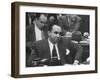 Gangster Mickey Cohen Testifying at Kefauver Hearings During Crime Probe-Peter Stackpole-Framed Photographic Print