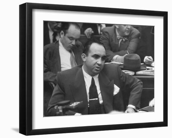 Gangster Mickey Cohen Testifying at Kefauver Hearings During Crime Probe-Peter Stackpole-Framed Photographic Print
