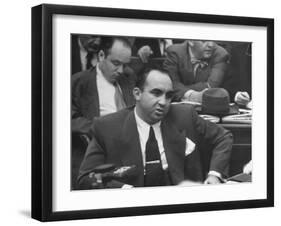 Gangster Mickey Cohen Testifying at Kefauver Hearings During Crime Probe-Peter Stackpole-Framed Photographic Print