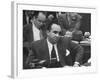 Gangster Mickey Cohen Testifying at Kefauver Hearings During Crime Probe-Peter Stackpole-Framed Photographic Print