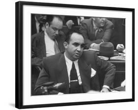 Gangster Mickey Cohen Testifying at Kefauver Hearings During Crime Probe-Peter Stackpole-Framed Photographic Print