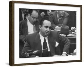 Gangster Mickey Cohen Testifying at Kefauver Hearings During Crime Probe-Peter Stackpole-Framed Photographic Print