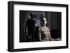 Gangster with Gun and Beautiful Woman-stokkete-Framed Photographic Print