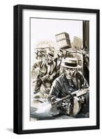 Gangsters Fight It Out with the Fbi-null-Framed Giclee Print