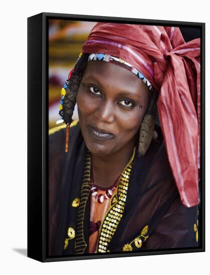 Gao, A Songhay Woman at Gao Market with an Elaborate Coiffure Typical of Her Tribe, Mali-Nigel Pavitt-Framed Stretched Canvas