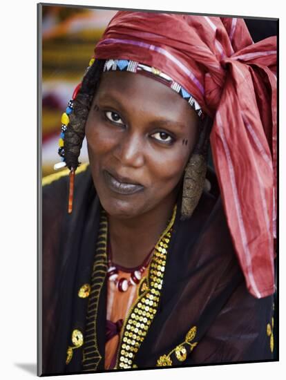 Gao, A Songhay Woman at Gao Market with an Elaborate Coiffure Typical of Her Tribe, Mali-Nigel Pavitt-Mounted Photographic Print