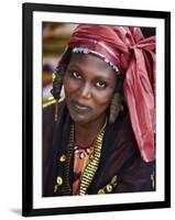 Gao, A Songhay Woman at Gao Market with an Elaborate Coiffure Typical of Her Tribe, Mali-Nigel Pavitt-Framed Photographic Print