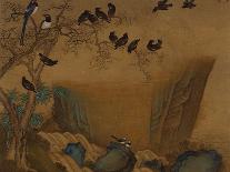 Mynah Birds Gathering in a Tree by a Stream. from an Album of Bird Paintings-Gao Qipei-Giclee Print