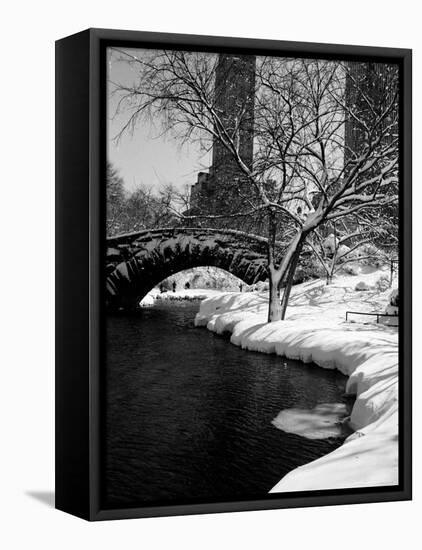 Gapstow Bridge over Pond in Central Park After Snowstorm-Alfred Eisenstaedt-Framed Stretched Canvas