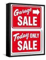 Garage Arrow Today ONLY SALE Red Signs Drop Shadow or White Border-Michael Darcy Brown-Framed Stretched Canvas