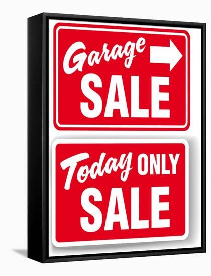 Garage Arrow Today ONLY SALE Red Signs Drop Shadow or White Border-Michael Darcy Brown-Framed Stretched Canvas