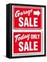 Garage Arrow Today ONLY SALE Red Signs Drop Shadow or White Border-Michael Darcy Brown-Framed Stretched Canvas