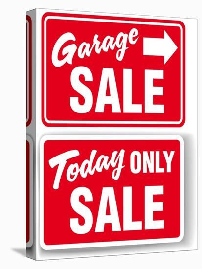 Garage Arrow Today ONLY SALE Red Signs Drop Shadow or White Border-Michael Darcy Brown-Stretched Canvas