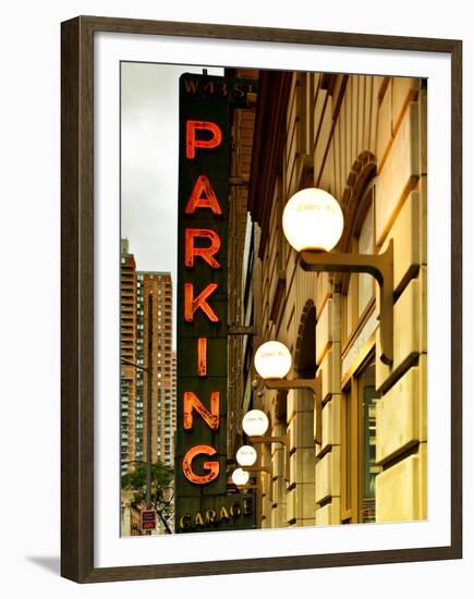 Garage Parking Sign, W 43St, Times Square, Manhattan, New York, United States, Vintage-Philippe Hugonnard-Framed Premium Photographic Print