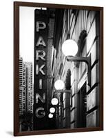 Garage Parking Sign, W 43St, Times Square, Manhattan, New York, US, Black and White Photography-Philippe Hugonnard-Framed Photographic Print