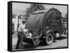 Garbage Man Emptying Trash into Back of Garbage Truck-Alfred Eisenstaedt-Framed Stretched Canvas