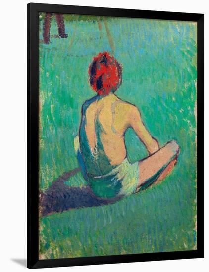 Garcon Assis Dans L'herbe (Boy Sitting in the Grass) - Peinture De Emile Bernard (1868-1941), Huile-Emile Bernard-Framed Giclee Print