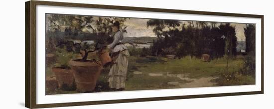 Garden at Bellariva, Circa 1884-Silvestro Lega-Framed Premium Giclee Print
