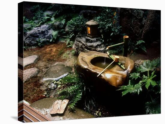 Garden Basin, Old Ryokan (Inn), Kyoto, Japan-null-Stretched Canvas