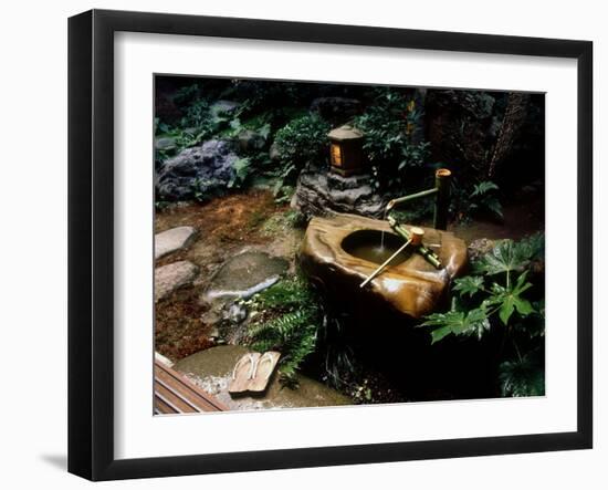 Garden Basin, Old Ryokan (Inn), Kyoto, Japan-null-Framed Photographic Print