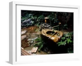 Garden Basin, Old Ryokan (Inn), Kyoto, Japan-null-Framed Photographic Print