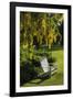 Garden Bench, Schreiner's Iris Gardens, Keizer, Oregon, USA-Rick A. Brown-Framed Photographic Print