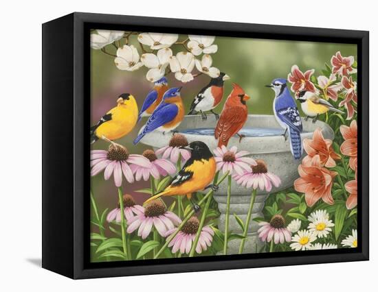 Garden Birdbath-William Vanderdasson-Framed Stretched Canvas