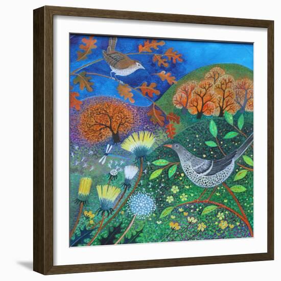 Garden Birds,2021,(acrylics on linen)-Lisa Graa Jensen-Framed Giclee Print